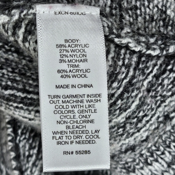 Women Express Gray Wool Mohair Long Sleeve Chevron Striped Pullover Sweater XS S - Picture 5 of 7